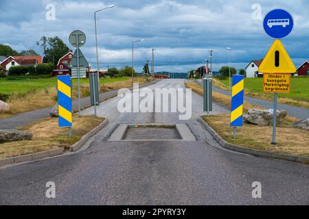 Mölndal, Sweden - september 10 2022: Car trap designed to only let buses and not cars through Stock Photo