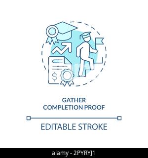 Gather completion proof turquoise concept icon Stock Vector