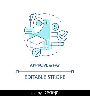 Approve and pay turquoise concept icon Stock Vector