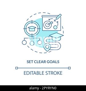 Set clear goals turquoise concept icon Stock Vector
