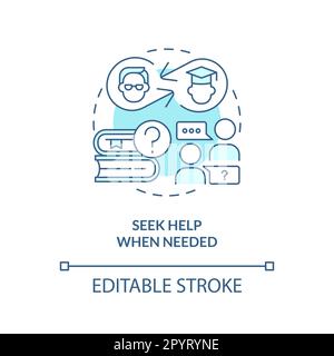 Seek help when needed turquoise concept icon Stock Vector