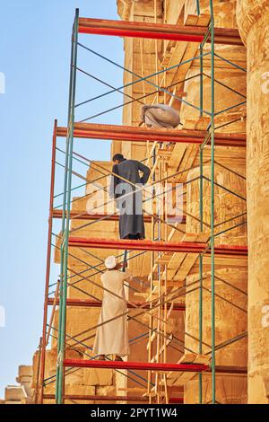 Image of archaeologist work in Karnak Temple in Luxor Egypt Stock Photo