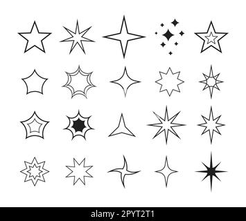 Star icon and symbol element set.  Blink glitter star decorative collection. Stock Vector