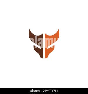 FF Fox Logo Design. Fox head vector Illustration. Letter F Fox Stock Vector