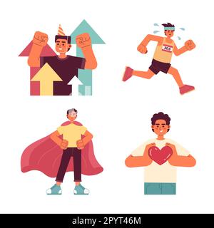 Personal development flat concept vector spot illustration set Stock Vector