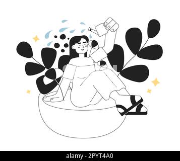 Help yourself grow monochrome concept vector spot illustration Stock Vector