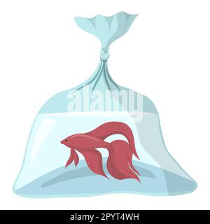 Fish in a bag. Vector illustration Stock Vector