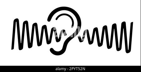 Tinnitus. Ringing in the ears. Human ear with tinnitus icon. Vector ...