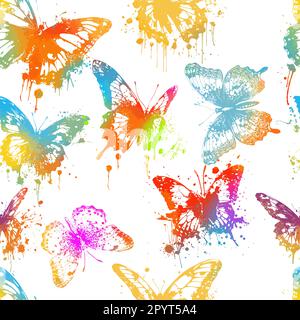 Seamless pattern of colored butterflies. Vector illustration Stock Vector