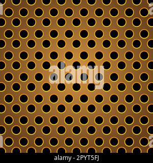 Golden Carbon Fiber Background. Perforated Style Sheet Metal Stock Vector