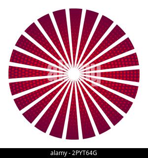 Half dot Sunburst Circle. Red And White Spiral Sunburst Stock Vector