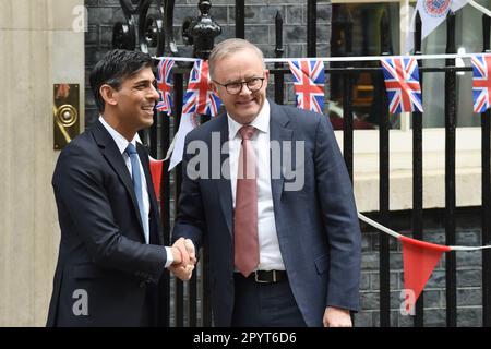 London, UK. 5th May, 2023. Australian Prime Minister Anthony Albanese in Downing Street to meet with Prime Minister Rishi Sunak on the eve of the Coronation of King Charles III. Credit: MARTIN DALTON/Alamy Live News Stock Photo