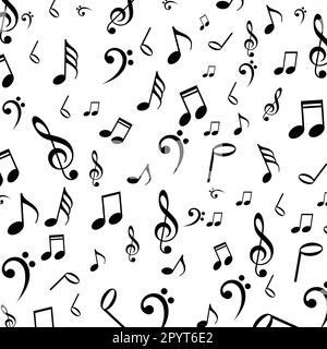 Black And white Musical Notes Pattern. Music Notes Symbol Texture Background Stock Vector