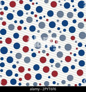 Red Blue Polka Dot Pattern with Stripes Stock Vector