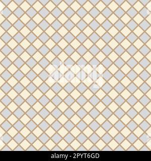 Diagonal Gingham Checker Pattern. Contemporary Pastel Beige Light Grey And Brown Linen Textured Diamond Background. Argyle Style Vintage Rustic Stock Vector