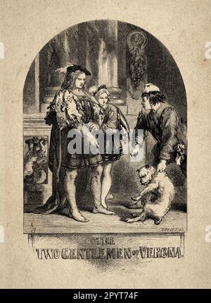 Vintage illustration Scene from The Two Gentlemen of Verona by William Shakespeare, by John Gilbert 19th Century Stock Photo