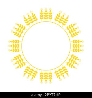 Wreath frame made of spike. Vector illustration of an isolation. Ukrainian national colors Stock Vector