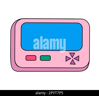 Pager retro device on white background. Device 90s. Vector illustration in flat style for decoration, logo, sticker, icon. Stock Vector
