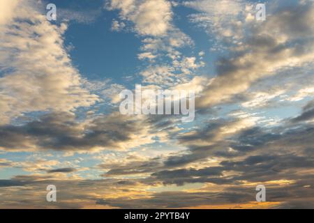 Beautiful cloudy sky at sunset, sky remplacement, nature background Stock Photo