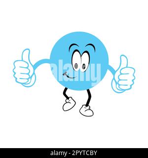 success illustration. Thumbs up face. Happy face. Smiling face. Cartoon illustration Stock Vector