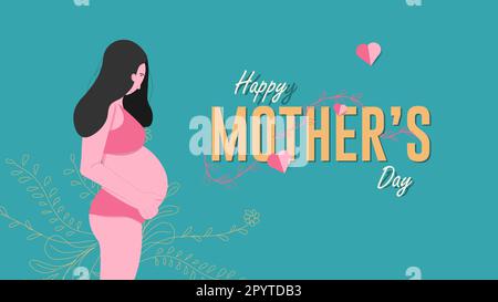 Happy mothers Day Mom with a flower line art celebration of the Mother's Day concept. Poster web banner design vector illustration. Stock Vector