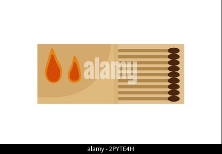 Matches box carton illustration isolated on white background. Fire making equipment. Stock Vector