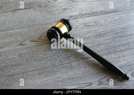 Judge's gavel on wooden table. Law and justice concept Stock Photo