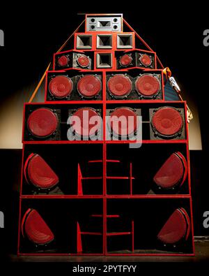 Reggae Sound System with several speakers Stock Photo