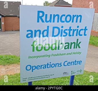 Runcorn and district foodbank, operations centre, 53a Russell Rd, Runcorn, Halton, Cheshire, England, UK, WA7 4BH Stock Photo