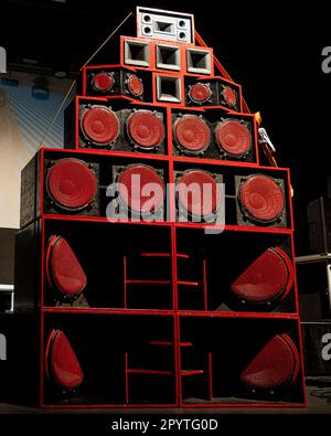 Reggae Sound System with several speakers Stock Photo