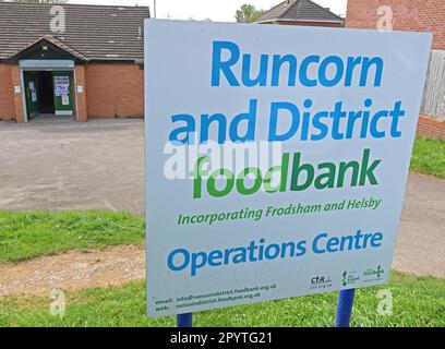 Runcorn and district foodbank, operations centre, 53a Russell Rd, Runcorn, Halton, Cheshire, England, UK, WA7 4BH Stock Photo