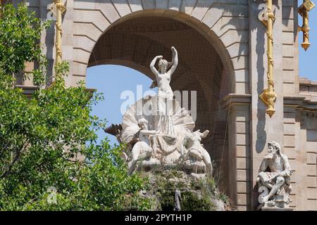 Detail of the Fountain designed by Josep Fontserè inside The Parc de la Ciutadella, Citadel Park, in Ciutat Vella Neighborhood in Barcelona, Catalonia Stock Photo