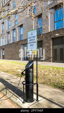 pod point electric vehicle charging station, Lincoln university grounds, Lincoln city 2023 Stock Photo