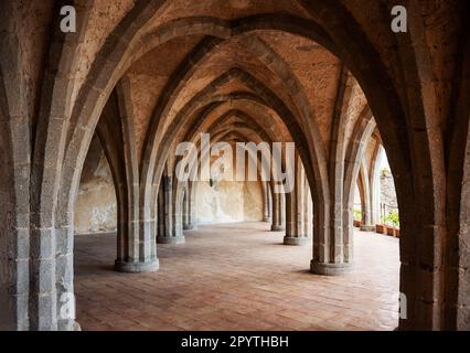 Crypt with columns and arches of an ancient villa in Italy Stock Photo