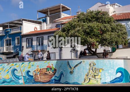 Portugal, Azores, Sao Miguel Island, Vila Franca do Campo. Fish harbour. Stock Photo