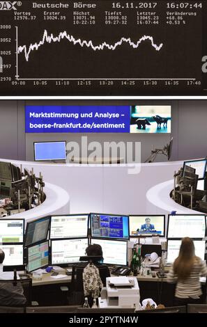16.11.2017, GER, Frankfurt, the DAX curve on the trading floor of the Frankfurt Stock Exchange Stock Photo