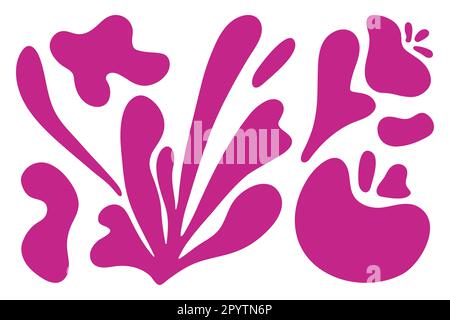 Matisse abstract floral algae shapes in trendy contemporary organic style. composition Doodle painted aestethic flower and leaf. Botanic vector Stock Vector
