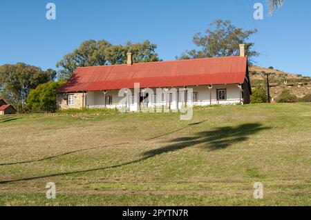 Rorkes Drift Museum Kwa Zulu Natal closely resembles the original hospital building but which had a thatched roof. The original building was destroyed. Stock Photo