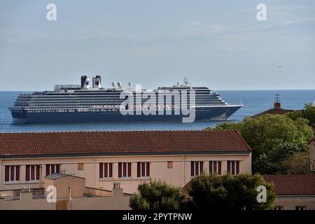 Marseille, France. 30th Apr, 2023. The Oosterdam cruise liner of the Holland America Line shipping company leaves the French Mediterranean port of Marseille. (Photo by Gerard Bottino/SOPA Images/Sipa USA) Credit: Sipa USA/Alamy Live News Stock Photo