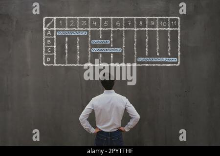 project management concept with gantt chart, business schedule Stock Photo