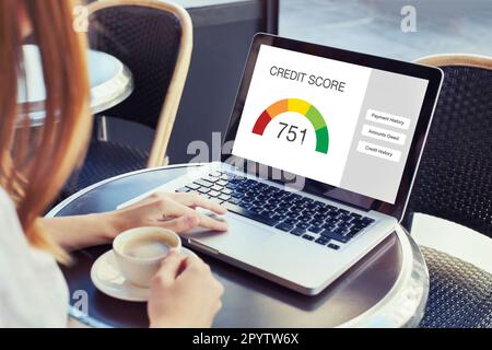 credit score concept on the screen of computer Stock Photo