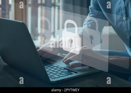 cyber security concept, data protection and secured internet access, cybersecurity Stock Photo