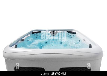 Bath hot tub jacuzzi on an isolated white background close-up. Stock Photo