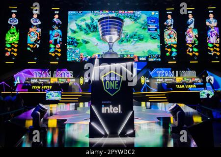 Berlin, Germany. 05th May, 2023. E-Sport: ESL One Berlin Dota 2 Major, Second Major Tournament of the Dota Pro Circuit 2023, Final Weekend, Velodrom. Credit: Christoph Soeder/dpa/Alamy Live News Stock Photo