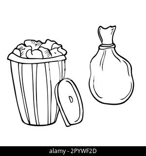 Doodle style trash can sketch in vector format. Set includes garbage cans in a variety of states Stock Vector