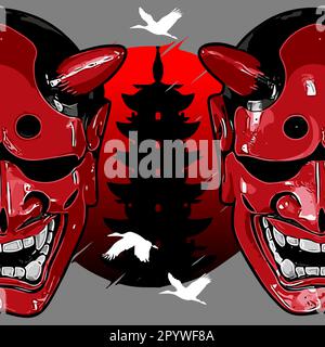 Japanese traditional mask Stock Vector