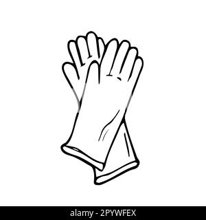 Doodle Rubber Gloves Icon. Vector gloves sketch. Isolated Stock Vector