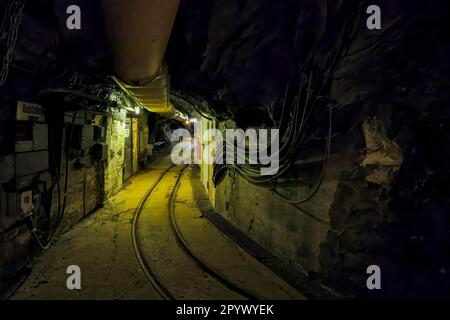 Mine gallery, Rammelsberg mine site, Goslar, Harz, Lower-Saxony, Germany Stock Photo