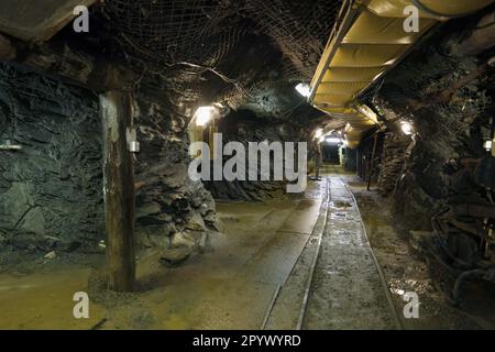 Mine gallery, Rammelsberg mine site, Goslar, Harz, Lower-Saxony, Germany Stock Photo