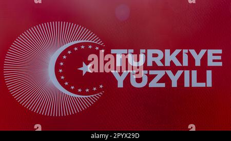 Ankara, Turkey- April 16 2023: Poster of Century of Turkey (Türkiye Yuzyili in Turkish) Stock Photo